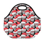 Christmas Santa Skull Pattern Print Neoprene Lunch Bag