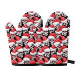 Christmas Santa Skull Pattern Print Oven Mitts