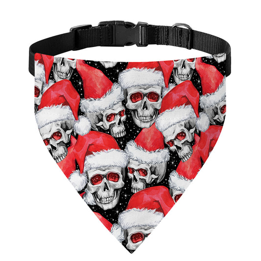 Christmas Santa Skull Pattern Print Over The Collar Dog Bandana