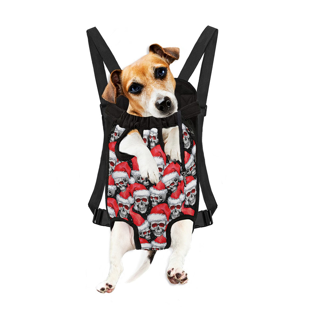 Christmas Santa Skull Pattern Print Pet Carrier Backpack