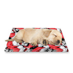 Christmas Santa Skull Pattern Print Pet Cooling Mat Cover
