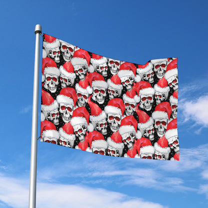 Christmas Santa Skull Pattern Print Polyester Flag