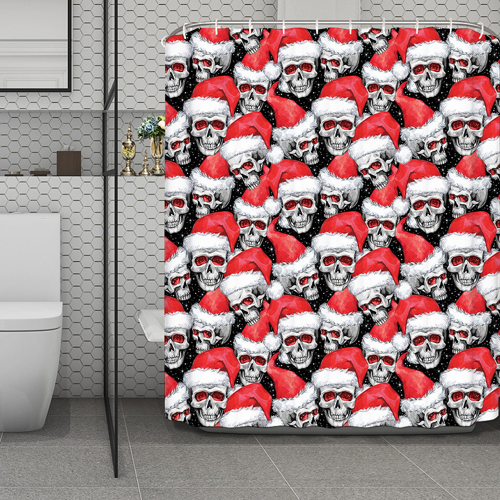 Christmas Santa Skull Pattern Print Polyester Shower Curtain