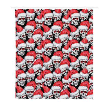 Christmas Santa Skull Pattern Print Polyester Shower Curtain