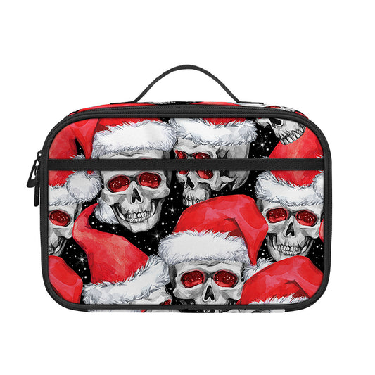 Christmas Santa Skull Pattern Print Portable Lunch Bag