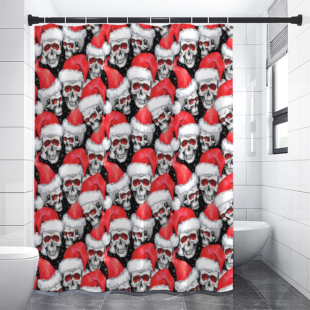 Christmas Santa Skull Pattern Print Premium Shower Curtain
