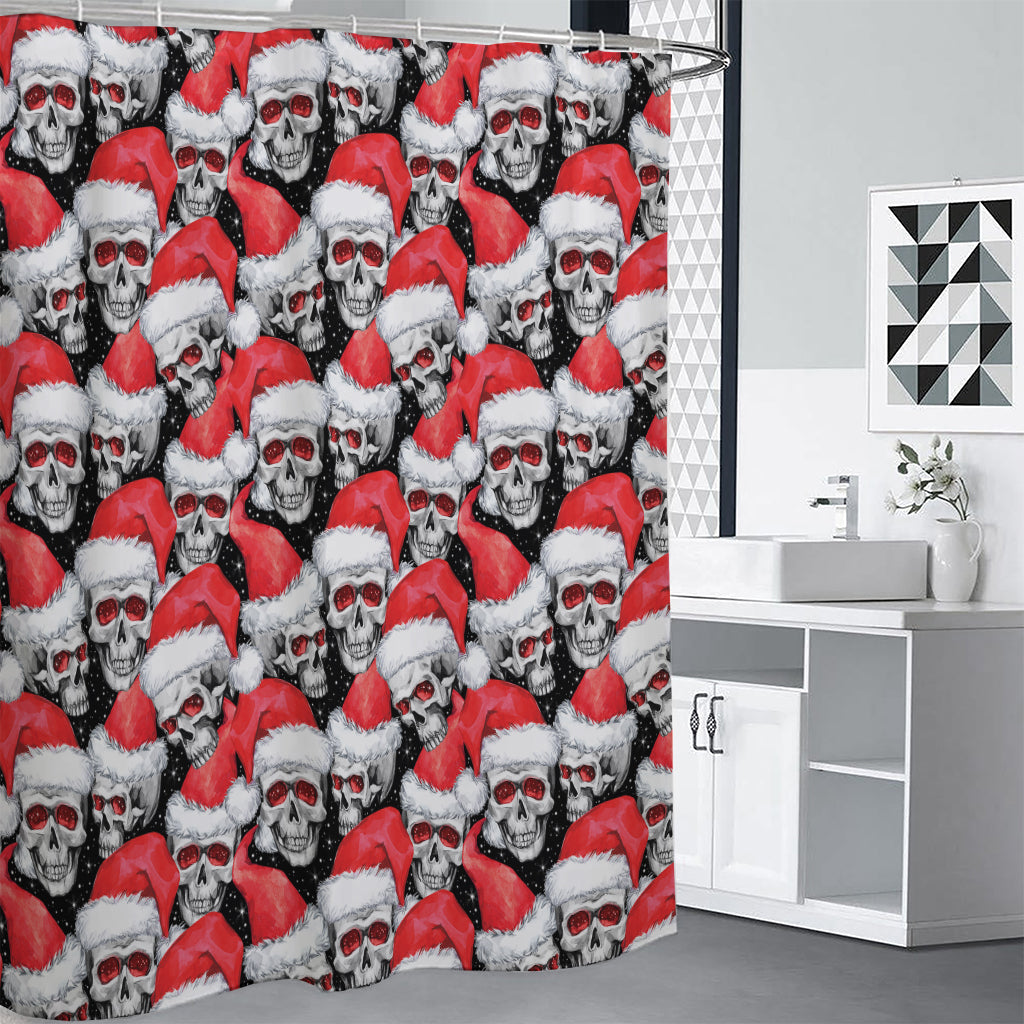 Christmas Santa Skull Pattern Print Premium Shower Curtain