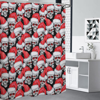 Christmas Santa Skull Pattern Print Premium Shower Curtain