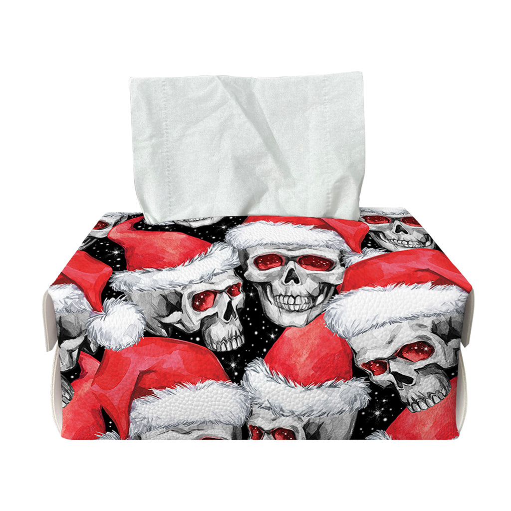 Christmas Santa Skull Pattern Print Rectangle Tissue Box Cover