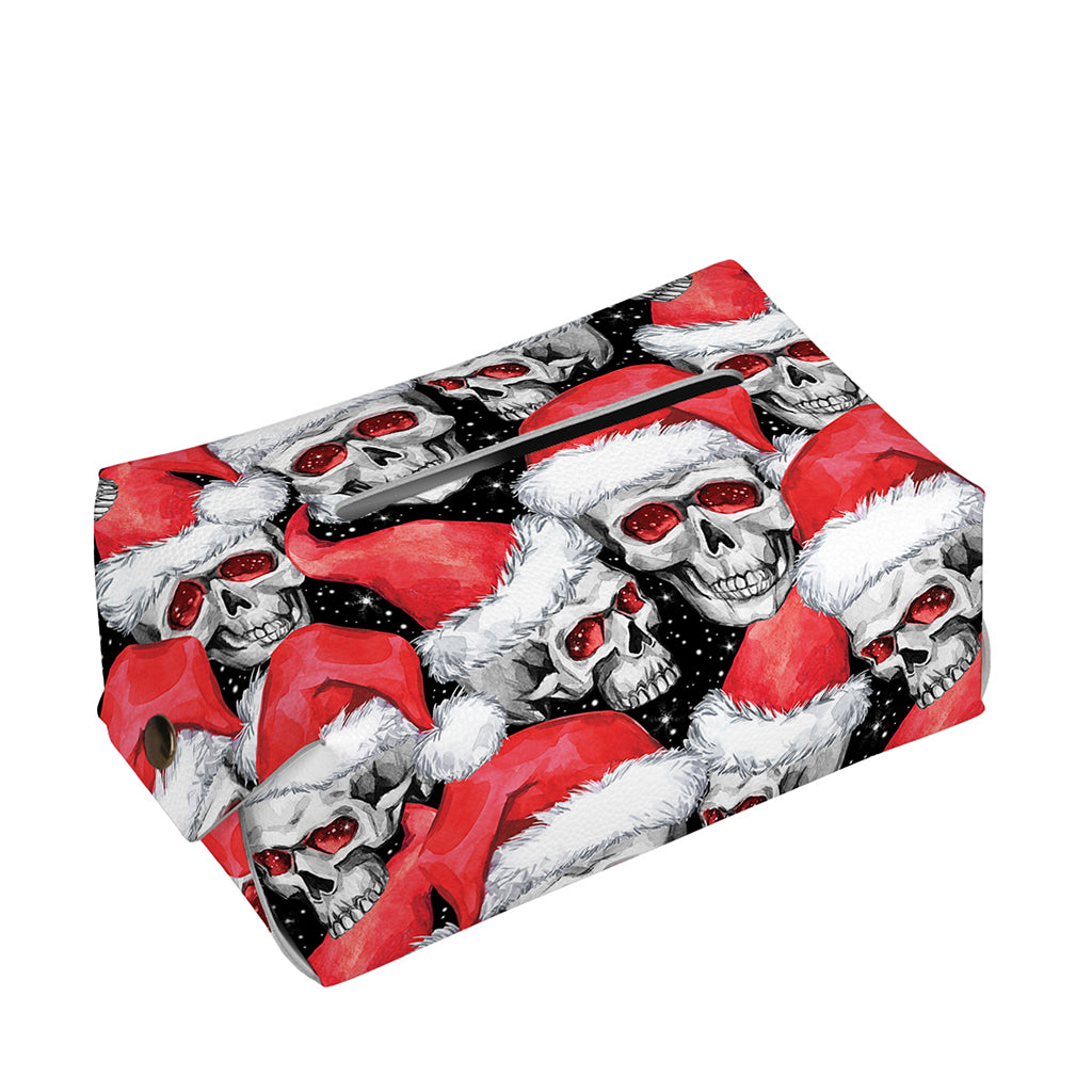 Christmas Santa Skull Pattern Print Rectangle Tissue Box Cover