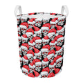 Christmas Santa Skull Pattern Print Round Laundry Basket