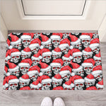 Christmas Santa Skull Pattern Print Rubber Doormat