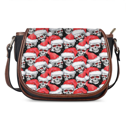Christmas Santa Skull Pattern Print Saddle Bag