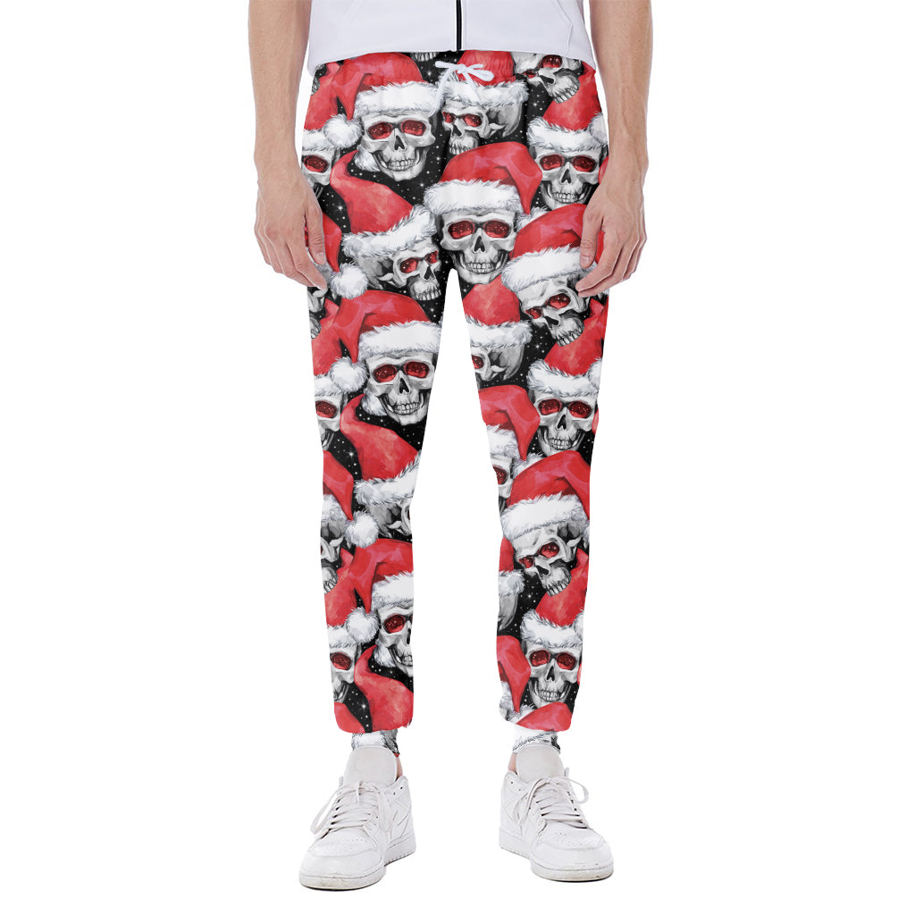 Christmas Santa Skull Pattern Print Scuba Joggers