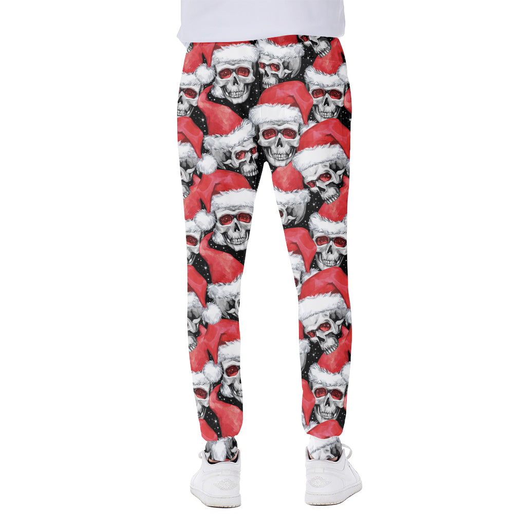 Christmas Santa Skull Pattern Print Scuba Joggers