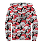 Christmas Santa Skull Pattern Print Sherpa Lined Zip Up Hoodie