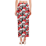 Christmas Santa Skull Pattern Print Side Slit Maxi Skirt