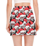 Christmas Santa Skull Pattern Print Side Slit Mini Skirt