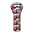 Christmas Santa Skull Pattern Print Single Neoprene Wine Tote