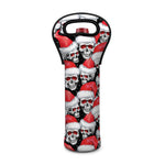 Christmas Santa Skull Pattern Print Single Neoprene Wine Tote