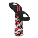 Christmas Santa Skull Pattern Print Single Neoprene Wine Tote