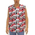 Christmas Santa Skull Pattern Print Sleeveless Baseball Jersey