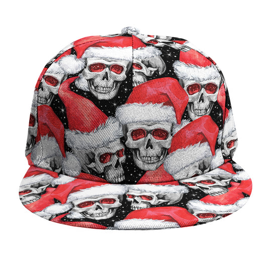 Christmas Santa Skull Pattern Print Snapback Cap