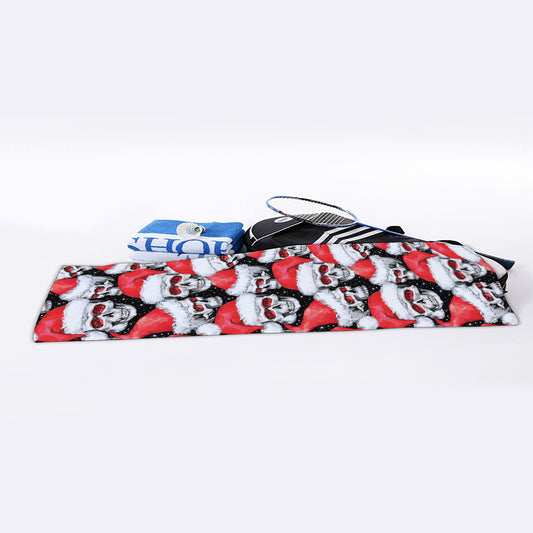 Christmas Santa Skull Pattern Print Sports Towel