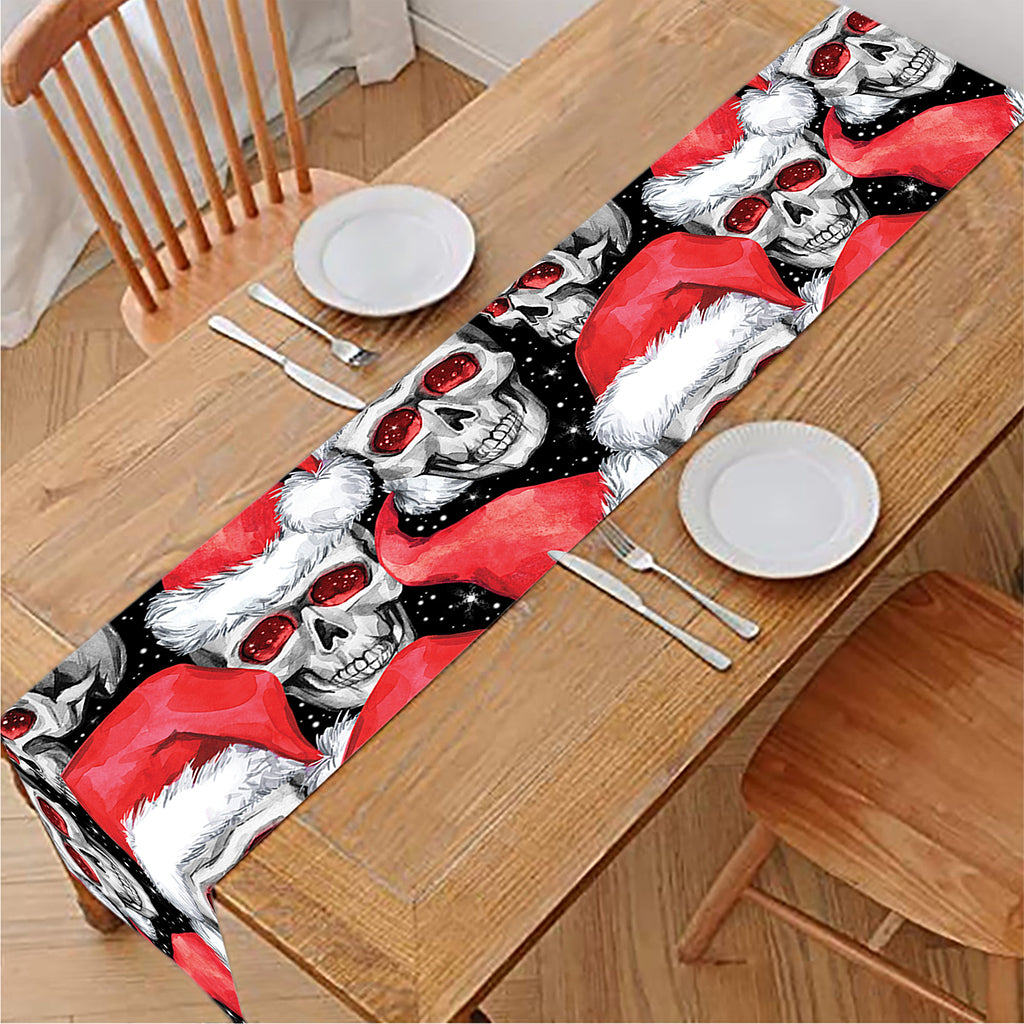 Christmas Santa Skull Pattern Print Table Runner