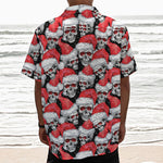 Christmas Santa Skull Pattern Print Textured Short Sleeve Shirt