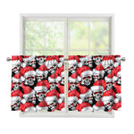 Christmas Santa Skull Pattern Print Tier Curtains