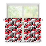 Christmas Santa Skull Pattern Print Tier Curtains