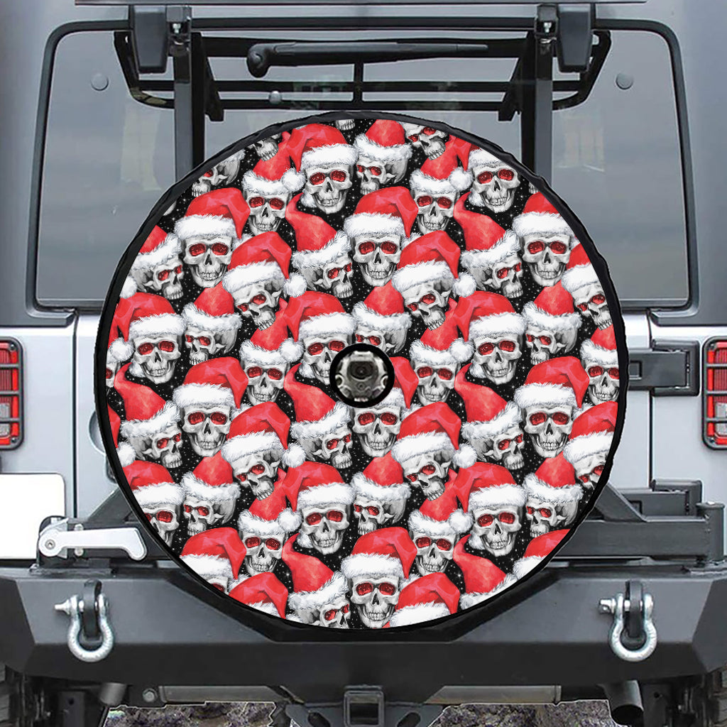 Christmas Santa Skull Pattern Print Tire Cover With Camera Hole