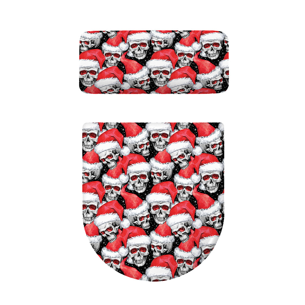 Christmas Santa Skull Pattern Print Toilet Lid And Tank Cover Set