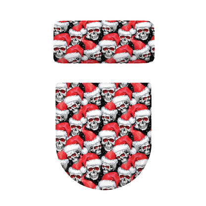 Christmas Santa Skull Pattern Print Toilet Lid And Tank Cover Set