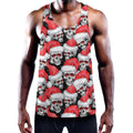 Christmas Santa Skull Pattern Print Men's Workout Tank Top
