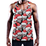 Christmas Santa Skull Pattern Print Training Tank Top