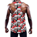 Christmas Santa Skull Pattern Print Training Tank Top