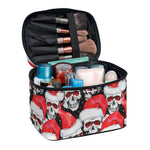 Christmas Santa Skull Pattern Print Travel Makeup Bag