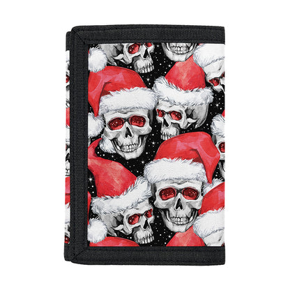 Christmas Santa Skull Pattern Print Trifold Wallet