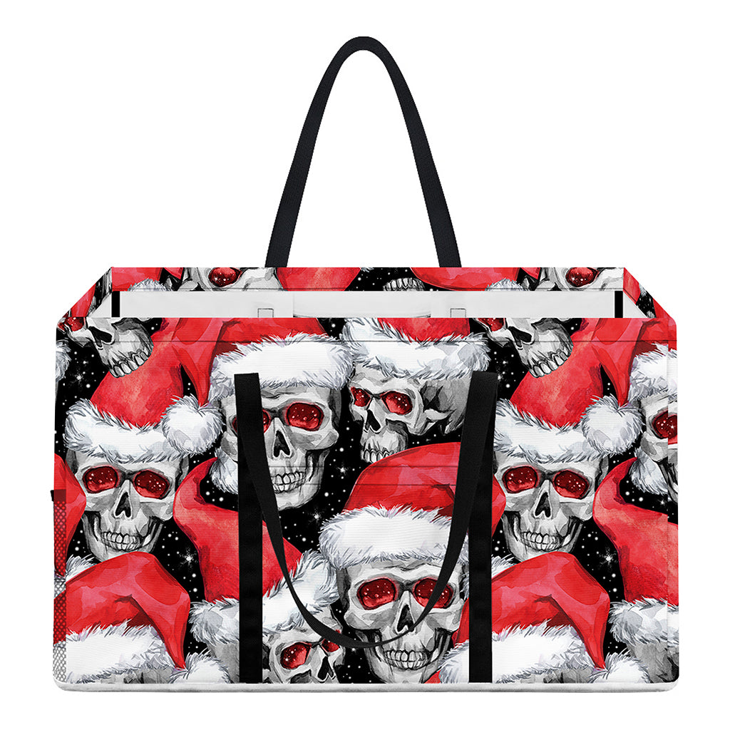 Christmas Santa Skull Pattern Print Utility Tote Bag