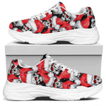 Christmas Santa Skull Pattern Print White Chunky Shoes