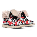 Christmas Santa Skull Pattern Print Winter Boots