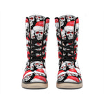 Christmas Santa Skull Pattern Print Winter Boots