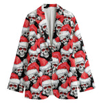 Christmas Santa Skull Pattern Print Women's Blazer
