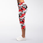 Christmas Santa Skull Pattern Print Women's Capri Leggings