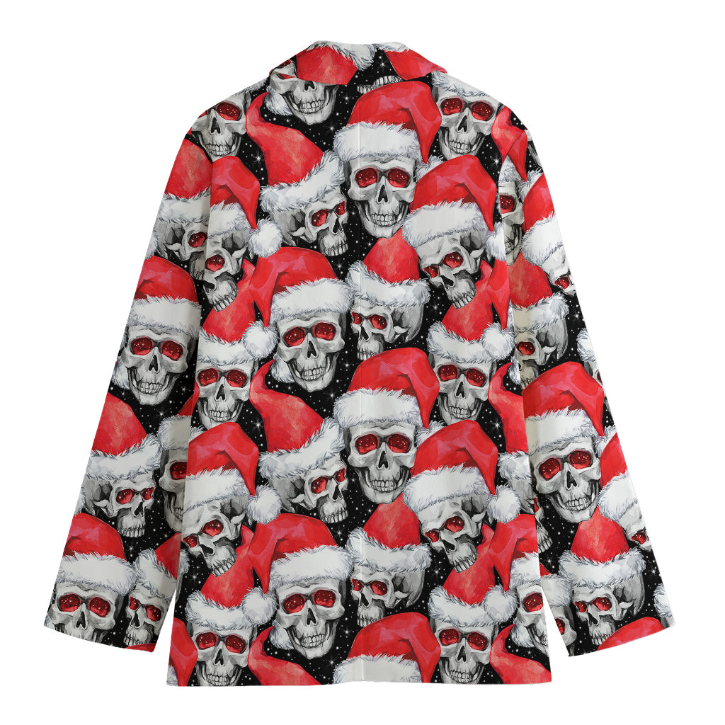 Christmas Santa Skull Pattern Print Women's Cotton Blazer