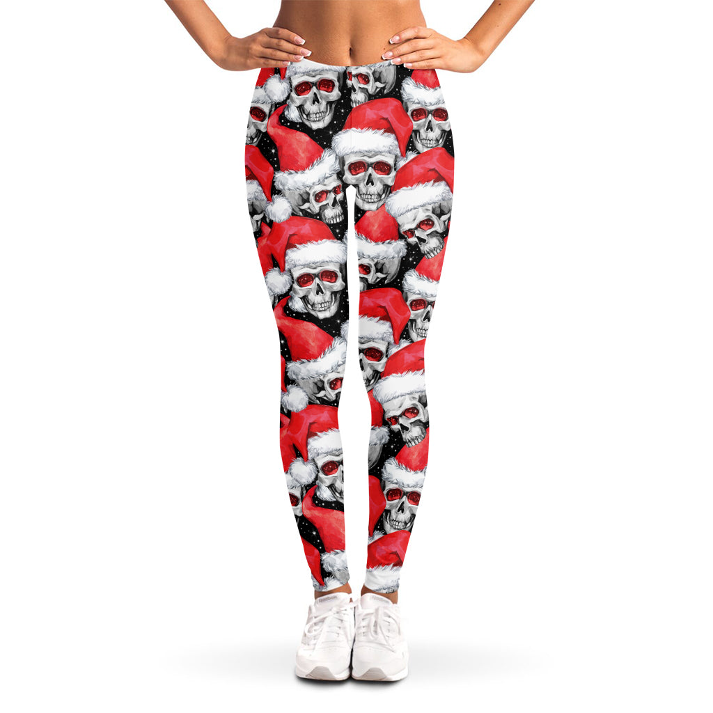 Christmas Santa Skull Pattern Print Women's Leggings