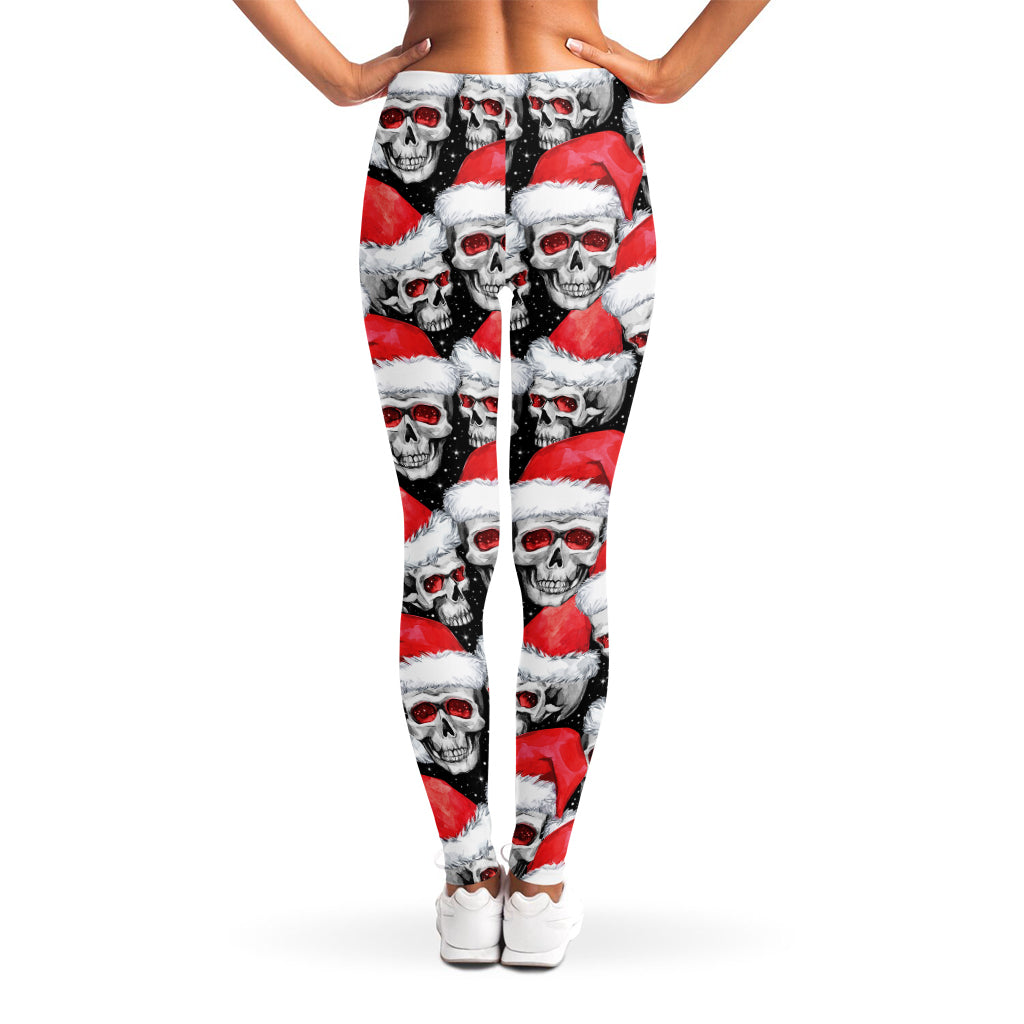 Christmas Santa Skull Pattern Print Women's Leggings