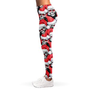 Christmas Santa Skull Pattern Print Women's Leggings